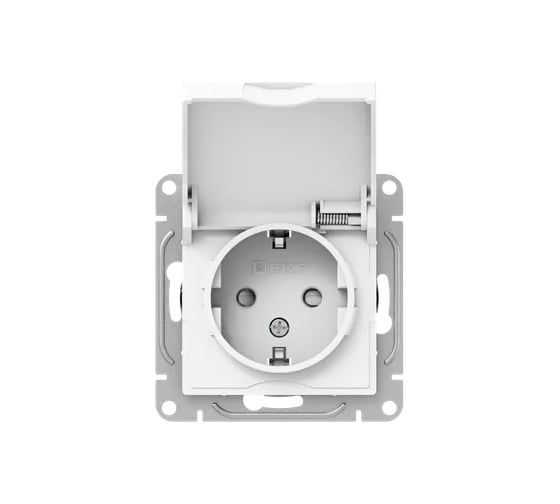 Механизм розетки EKF 16А, IP44, с заземлением, со шторками, c крышкой, белый Эпика UP1-SOW-111-44