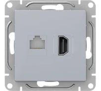 Механизм розетки EKF HDMI+RJ45 (cat5), алюминий Эпика UP1-SOA-HDMI+RJ45