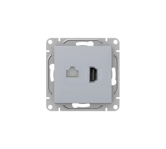 Механизм розетки EKF HDMI+RJ45 (cat5), алюминий Эпика UP1-SOA-HDMI+RJ45 1