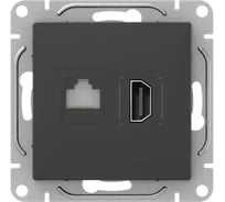 Механизм розетки EKF HDMI+RJ45 (cat5), чёрный Эпика UP1-SOB-HDMI+RJ45