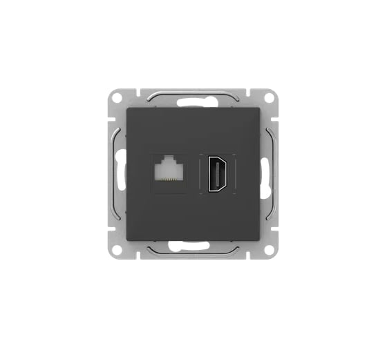Механизм розетки EKF HDMI+RJ45 (cat5), чёрный Эпика UP1-SOB-HDMI+RJ45