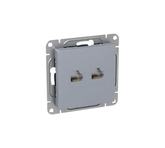Механизм розетки EKF RJ45 - 2шт, (cat5), алюминий Эпика UP1-SOA-2RJ45-5