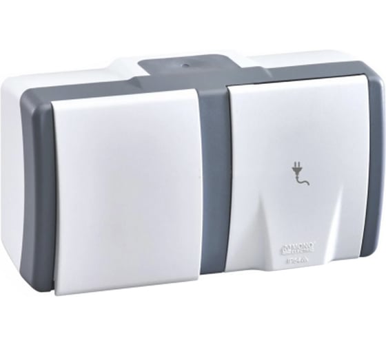 1-клавишный выключатель+розетка с крышкой без заземления MONO ELECTRIC Octans, IP54 154-020001-185