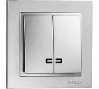 Двухклавишный выключатель с подсветкой MONO ELECTRIC Despina, серебро 102-212125-103