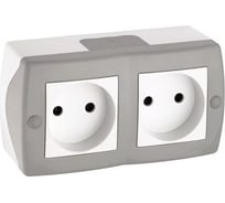 2-я розетка MONO ELECTRIC Octans, без заземления, серая 104-020006-121
