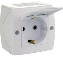 Розетка с крышкой MONO ELECTRIC Octans, с заземлением, белая 104-010107-118