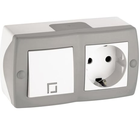 1-клавишный выключатель+розетка с заземлением MONO ELECTRIC Octans, серый 104-020001-180