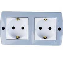 2-я розетка MONO ELECTRIC Octans, с заземлением, серая 104-020007-120