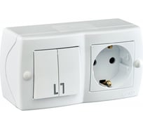 2-клавишный выключатель+розетка с заземлением MONO ELECTRIC Octans, белый 104-010101-181