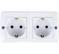 2-я розетка MONO ELECTRIC Octans, с заземлением, белая 104-010107-120