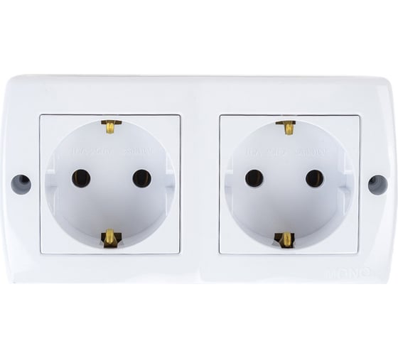 2-я розетка MONO ELECTRIC Octans, с заземлением, белая 104-010107-120