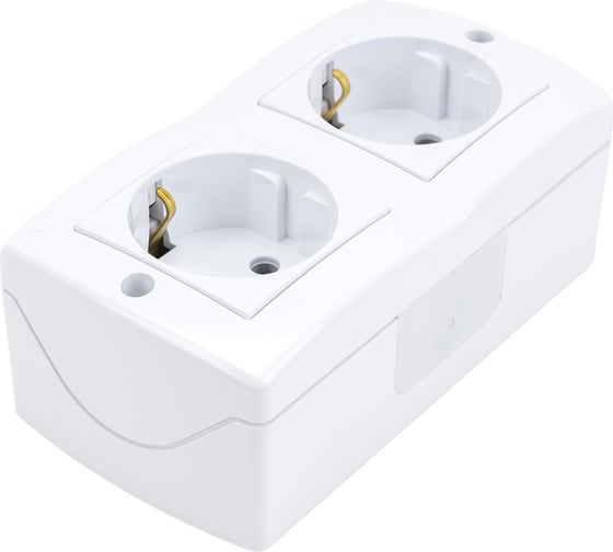 2-я розетка MONO ELECTRIC Octans, с заземлением, белая 104-010107-120