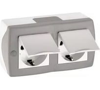 2-я розетка с крышкой MONO ELECTRIC Octans, с заземлением, серая 104-020001-184