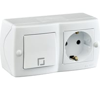 1-клавишный выключатель+розетка с заземлением MONO ELECTRIC Octans, белый 104-010101-180
