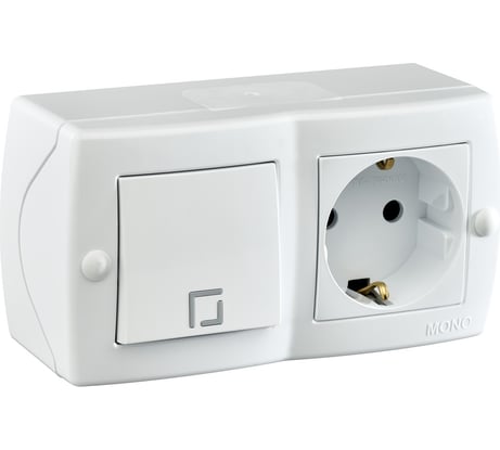 1-клавишный выключатель+розетка с заземлением MONO ELECTRIC Octans, белый 104-010101-180