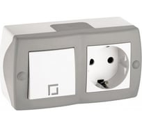 1-клавишный проходной выключатель+розетка с заземлением MONO ELECTRIC Octans, серый 104-020001-186
