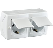 2-я розетка с крышкой MONO ELECTRIC Octans, с заземлением, белая 104-010101-184