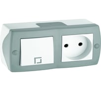 1-клавишный выключатель+розетка без заземления MONO ELECTRIC Octans, серый 104-020001-185