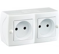 2-я розетка MONO ELECTRIC Octans, без заземления, белая 104-010106-121