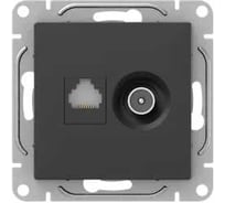 Механизм розетки TV+RJ45 EKF Эпика (cat5), чёрный UP1-SOB-TV+RJ