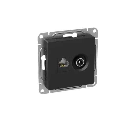 Механизм розетки TV+RJ45 EKF Эпика (cat5), чёрный UP1-SOB-TV+RJ
