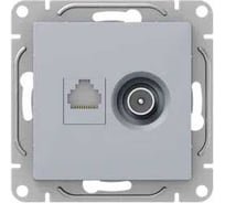 Механизм розетки TV+RJ45 EKF Эпика (cat5), алюминий UP1-SOA-TV+RJ