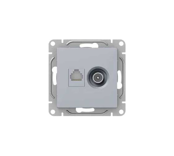 Механизм розетки TV+RJ45 EKF Эпика (cat5), алюминий UP1-SOA-TV+RJ 1
