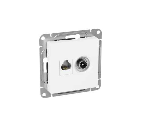 Механизм розетки TV+RJ45 EKF Эпика (cat5), белый UP1-SOW-TV+RJ
