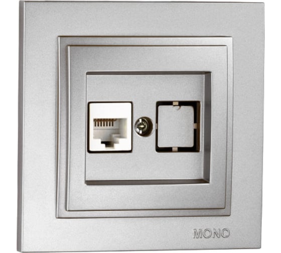 Компьютерная розетка MONO ELECTRIC Despina, Rj45, Cat6, серебро 102-212105-125