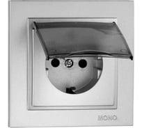 Розетка с крышкой MONO ELECTRIC Despina, с заземлением, серебро 102-212121-118