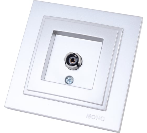 TV розетка MONO ELECTRIC Despina, проходная, универсальная, экран, серебро 102-212105-137