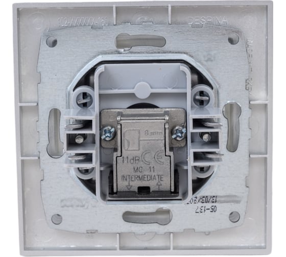 TV розетка MONO ELECTRIC Despina, проходная, универсальная, экран, серебро 102-212105-137