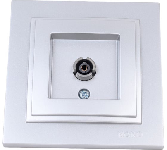 TV розетка MONO ELECTRIC Despina, проходная, универсальная, экран, серебро 102-212105-137
