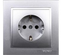 Розетка MONO ELECTRIC Despina, с заземлением, серебро 102-212121-117