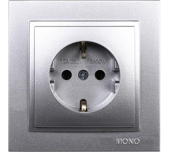 Розетка MONO ELECTRIC Despina, с заземлением, серебро 102-212121-117