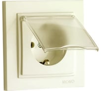 Розетка с крышкой MONO ELECTRIC Despina, с заземлением, крем 102-170021-118