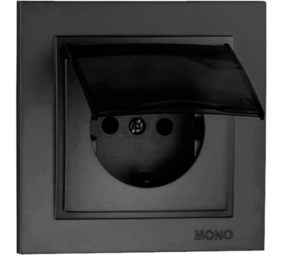 Розетка с крышкой MONO ELECTRIC Despina, с заземлением, графит 102-202021-118 1