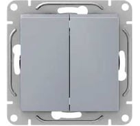 Механизм выключателя EKF Эпика двухклавишный, кнопочный, алюминий UP1-SWA-23