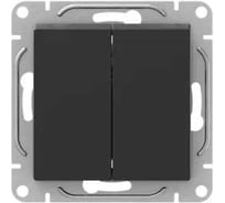 Механизм выключателя EKF Эпика двухклавишный, перекрёстный, чёрный UP1-SWB-22