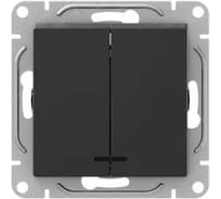 Механизм выключателя EKF Эпика двухклавишный, с подсветкой, чёрный UP1-SWB-24