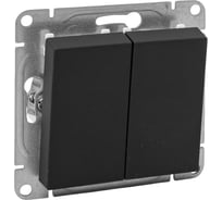 Механизм выключателя EKF Эпика двухклавишный, чёрный UP1-SWB-20