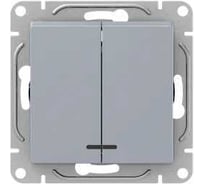 Механизм выключателя EKF Эпика двухклавишный, с подсветкой, алюминий UP1-SWA-24