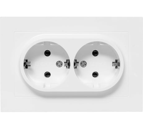 Механизм розетки двойной EKF 16А, с заземлением, без шторок, с рамкой, белый Эпика UP1-SOW-210