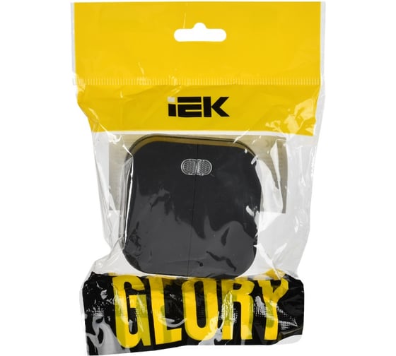 Выключатель 2-клавишный с индикацией IEK GLORY о/у 10А ВС20-2-1-ХЧм черный матовый EVH21-K02M-10