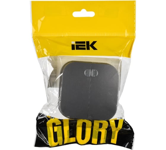 Выключатель 2-клавишный с индикацией IEK GLORY о/у 10А ВС20-2-1-ХСм сталь матовый EVH21-K46M-10