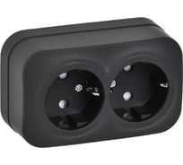 Розетка IEK GLORY 2-я с з/к/ш о/у 16А РСш22-3-ХЧм черный матовый ERH24-K02M-16