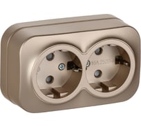 Розетка IEK GLORY 2-я с з/к/ш о/у 16А РСш22-3-ХШм шампань матовый ERH24-K37M-16