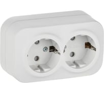 Розетка IEK GLORY 2-я с з/к/ш о/у 16А РСш22-3-ХБм белый матовый ERH24-K01M-16