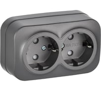 Розетка IEK GLORY 2-я с з/к/ш о/у 16А РСш22-3-ХСм сталь матовый ERH24-K46M-16