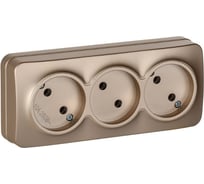 Розетка IEK GLORY 3-я без з/к/ш о/у 10А РС23-2-ХШм шампань матовый ERH30-K37M-10